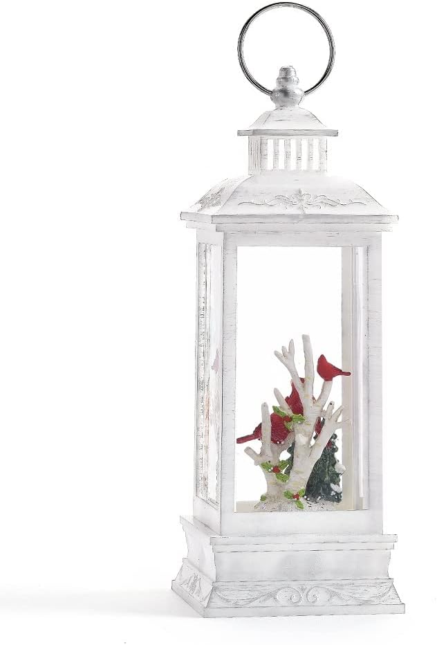 Giftcraft 664115 LED Water Lantern with Cardinal, 10.83 inch, Aluminum