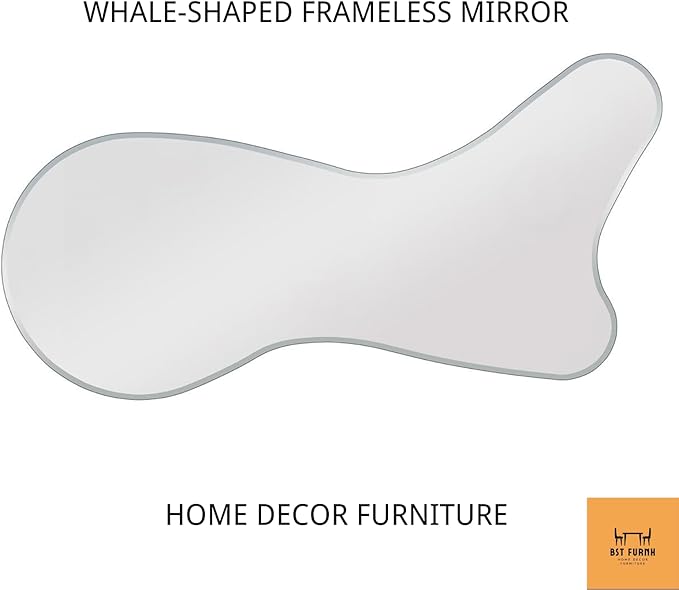 BST FURNH Design Unique Whales Shape Mirrors 47X23 Inch Full Length Wall Mounted MirrorTall Mirror Body Floor Dressing Frameless for Bedroom Bathroom Irregular