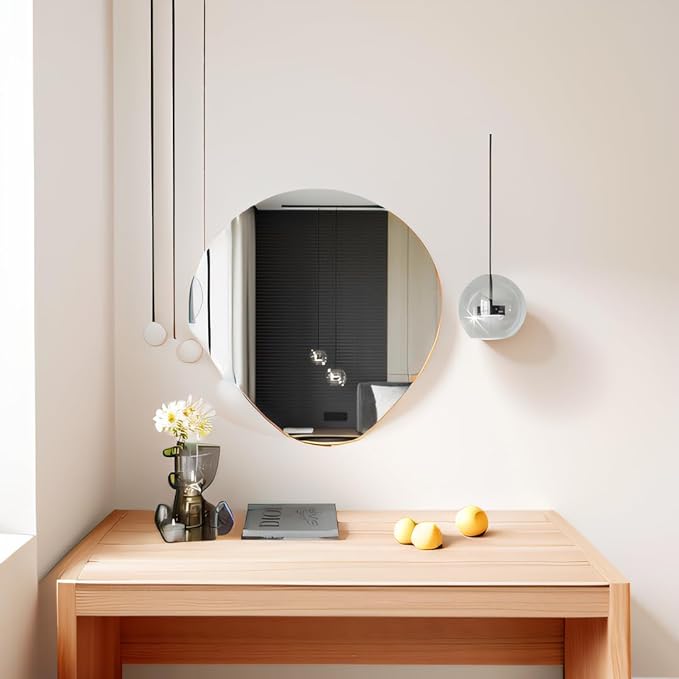 BST FURNH Irregular Wall Mirror, 20'x20 Wavy Asymmetrical Frameless Design for Bathroom, Bedroom, Living Room, or Entryway - Modern Decorative Wall Decor