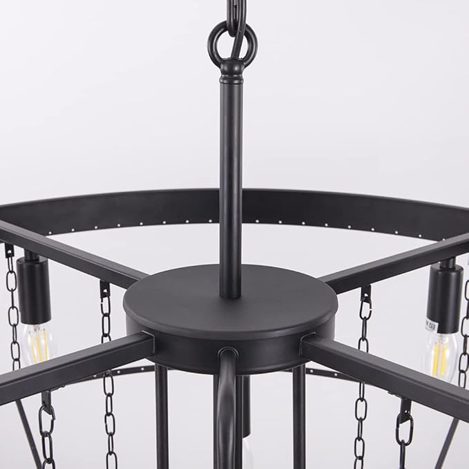 TOCHIC Large Crystal Chandelier for High Ceiling, 40 inch 7-Tier Modern Black Crystal Chandeliers Lighting Fixture, Round Light for Entryway Staircase Foyer Living Room (Black, 31.5 Inches)