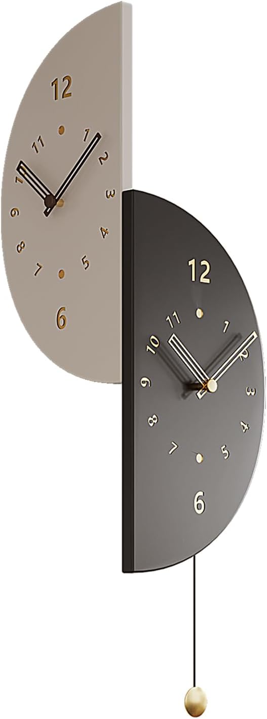 Wall Clock 17.7 Inch Double Sided - Modern Battery Operated with Pendulum, Unique Angle Corner Mounted Decorative Clock for Bedroom Living Room Office