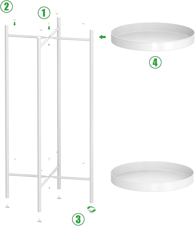 OVICAR Plant Stand Indoor Outdoor - Metal Flower Pot Holder Table Tall Potted Rack Organizer Rustproof Plant Display Shelf For Home Garden Patio Balcony Office Living Room Bathroom Corner (White)