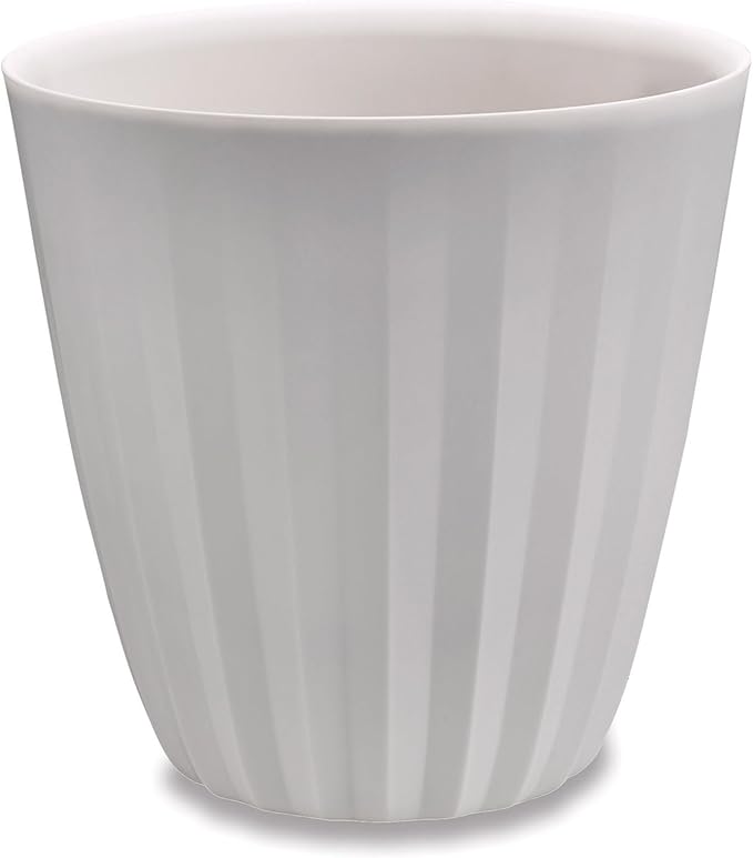 Crescent Garden Pleat Modern Decorative Planter, Indoor/Outdoor Pot, Resin Plant Pot with Drain Hole - 23" W x 27" H (Cloud White)