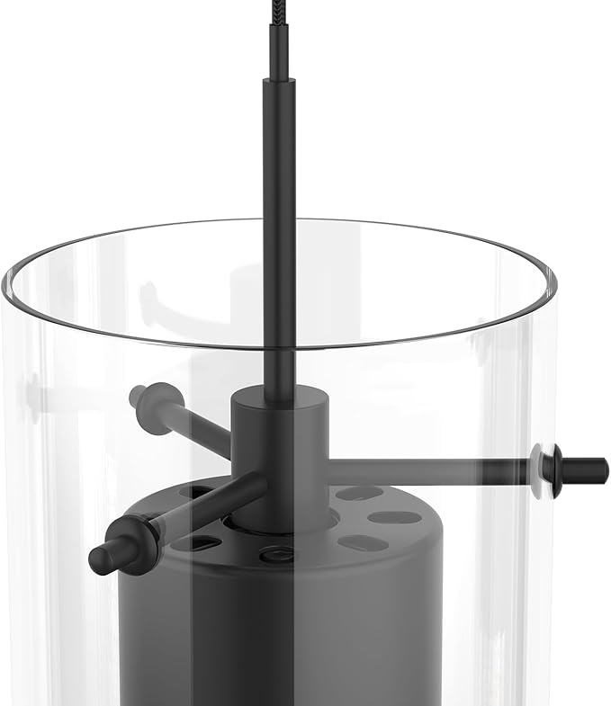 Alice 4-Light Chandelier Pendant Ceiling Light, Integrated Led and Bubble Glass, for Kitchen Island, Hallway, Entryway, Passway, Dining Room, Bedroom, Balcony Living Room (Black)