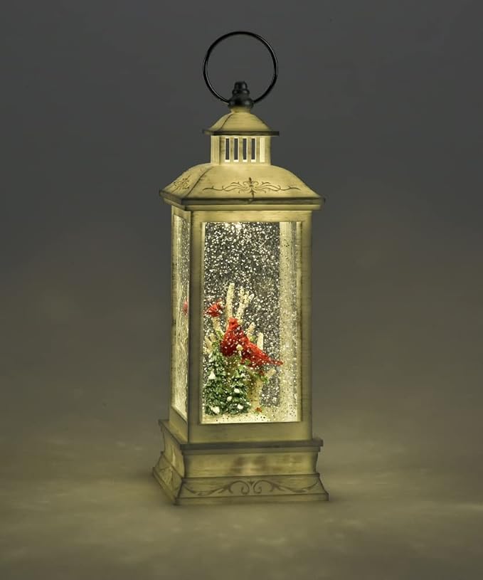 Giftcraft 664115 LED Water Lantern with Cardinal, 10.83 inch, Aluminum
