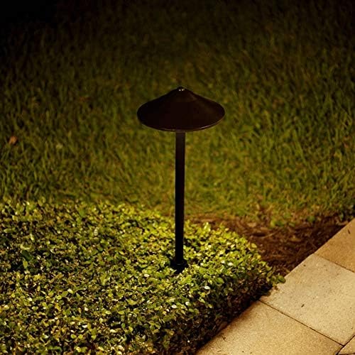 VOLT Max Spread 12V Black Brass Path Light (25" Tall, 9" Shade) for Low Voltage Landscape Lighting on Outdoor Pathway, Walkway, Garden, Driveway or Patio