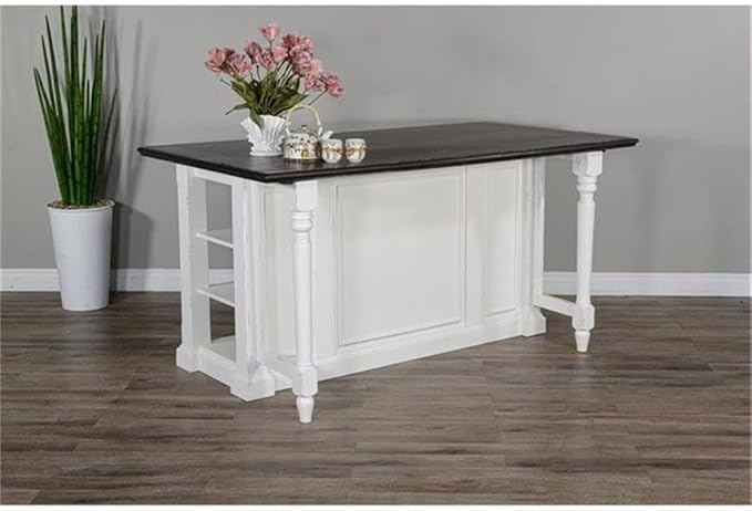 Pemberly Row Wood Kitchen Cart in Espresso (36" H x 71.5" W x 38" D) for Kitchen, Dining Room with Adjustable Shelves, 13" Drop Leaf, Easy Assembly