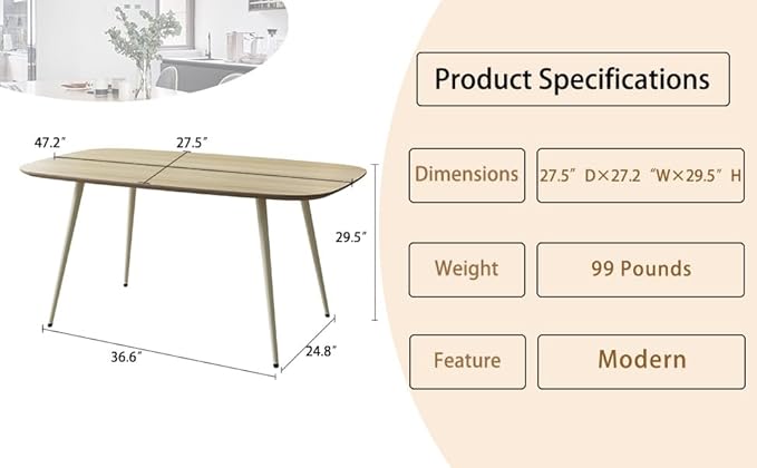47.2'' Dining Table Set for 2,Modern Wood Dining Table,Leather Dining Chairs 2,Table and Chairs Set of 2,Ideal for Kitchen Dining Room (Cat Scratch Table + 2 White Chairs, 47.2")