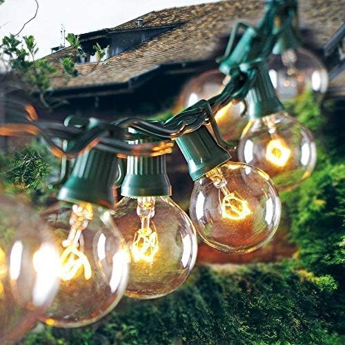 25Ft Outdoor String Lights, G40 Globe Patio Xmas String Lights with 27 5W Clear Warm White Globe Lights, Vintage Christmas Lights UL Listed for Holiday Party Backyard Christmas Wedding Garden Decor
