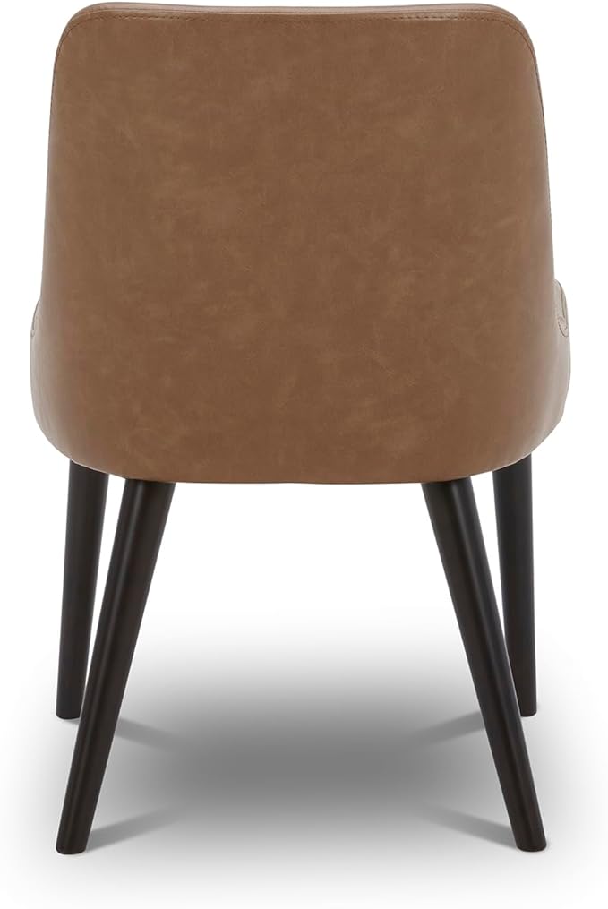 CHITA Mid-Century Modern Dining Chair, Upholstered Fabric Accent Chairs, Set of 2, Retro Brown in PU Leather