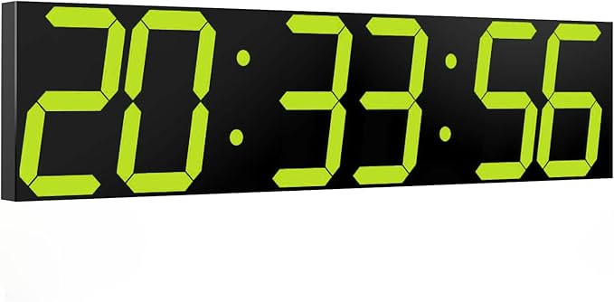 Digital Wall Clock, Oversize Digital Clock with Auto Dimmer, Huge Countdown Timer with Remote Control, 27" Wide Led Display, 6 Digits, Wall Mount, Date and Temperature（Yellow）