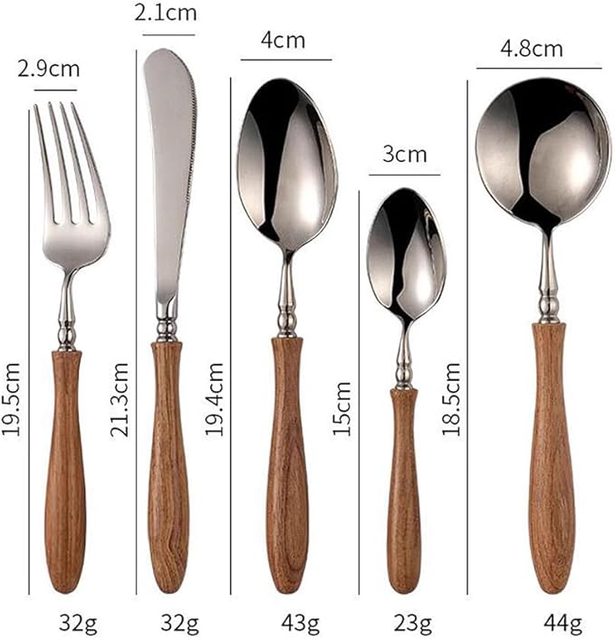 20 Piece Silverware Set Service for 4,Premium Wooden Handle Stainless Steel Flatware Set Home Include Fork Knife Spoon Set Gift Package for Christmas and Thanksgiving（Light Brown）
