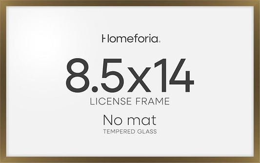 Homeforia 8.5 x 14 Marriage License Frame Bronze, High End Metal 8.5x14 Marriage Certificate Frames, 14x8.5 Picture Frame for Wall & Tabletop, 8.5 by 14 Photo Frame, Tempered Glass, Wall Kit, Set of 1