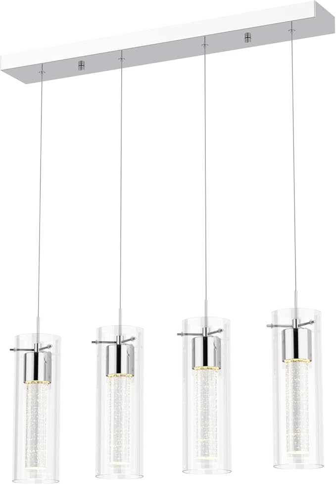 Alice 4-Light Chandelier Pendant Ceiling Light, Integrated Led and Bubble Glass, for Kitchen Island, Hallway, Entryway, Passway, Dining Room, Bedroom, Balcony Living Room
