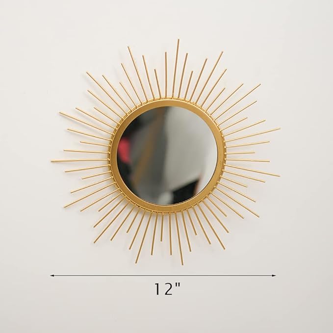 Gold Sunburst Mirror for Wall - Metal Room Decor & Home Decor, Boho Mirror Gifts for Women & Moms (Small, Sun)