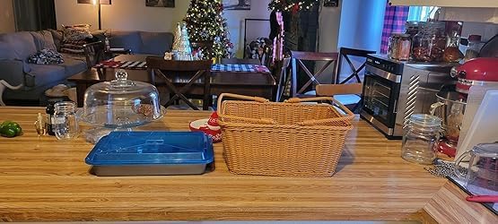 ANRUIDE 16"Poly Wicker storage Baskets,Handmade Woven Basket Harvest Basket Wicker Storage Basket for Picnic, Easter, Organizing, Gathering Vegetables(16" x 12") Brown