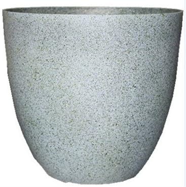 (EPR15-105 Large Egg Shaped Planter - Modern Indoor & Outdoor Decorative Flower Pot/Box (15 Inch, Granite Flower), Gray