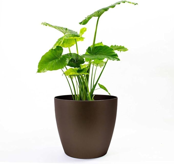 American Essence Memphis Small Round Plastic Planter - 18 in x 18 in x 16 in - Espresso Metallic