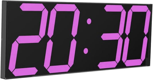 LED Large Digital Wall Clock, Oversize Wall Clock with 6” Numbers, Remote Control Count up/Countdown Timer Clock, Auto Dimmer, Big Calendar and Thermometer(Purple)