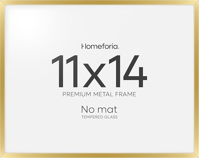 Homeforia 11x14 Diploma Frame Gold, High End Metal 11 x 14 Certificate Frames with Mat 8.5 x 11 inch, 14x11 Document Frame Matted to 8.5x11, Gold Award Degree Frame, Tempered Glass, Wall Kit, Set of 1