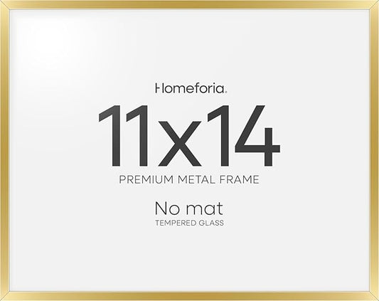Homeforia 11x14 Diploma Frame Gold, High End Metal 11 x 14 Certificate Frames with Mat 8.5 x 11 inch, 14x11 Document Frame Matted to 8.5x11, Gold Award Degree Frame, Tempered Glass, Wall Kit, Set of 1