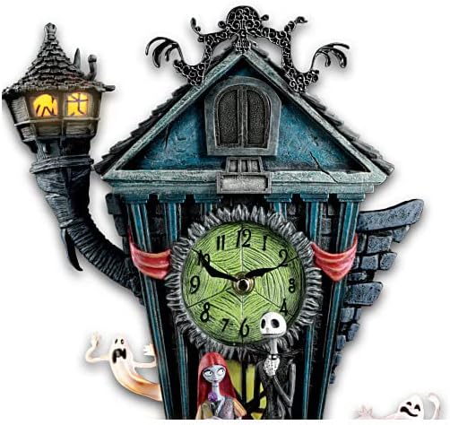The Bradford Exchange The Nightmare Before Christmas Cuckoo Clock, 21 inches, Musical, Light-Up, Limited Edition