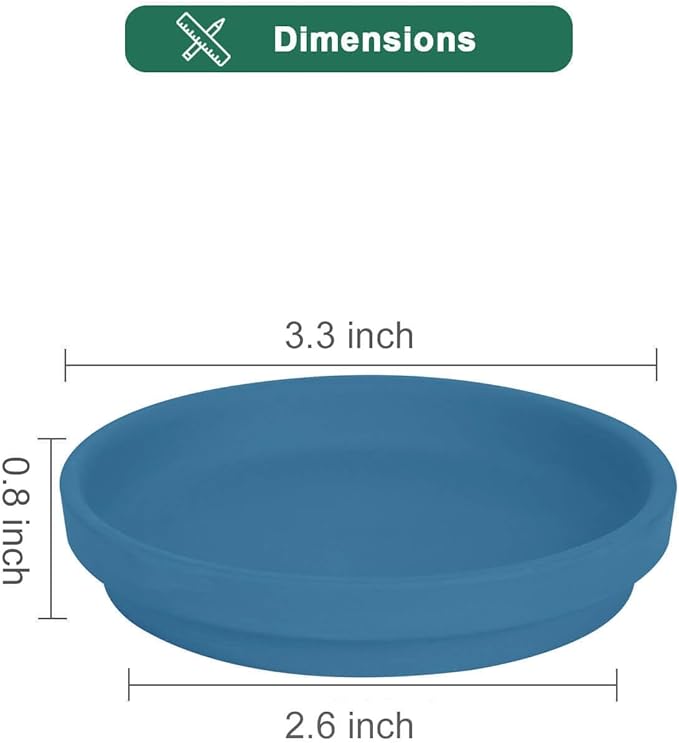 vensovo 3 Inch Steel Blue Terracotta Plant Saucer Pots Tray - 12 pcs Mini Planter Saucers for Indoor & Outdoor Plants, Small Clay Trays Perfect for 2 Inch 2.5Inch Flower Pot