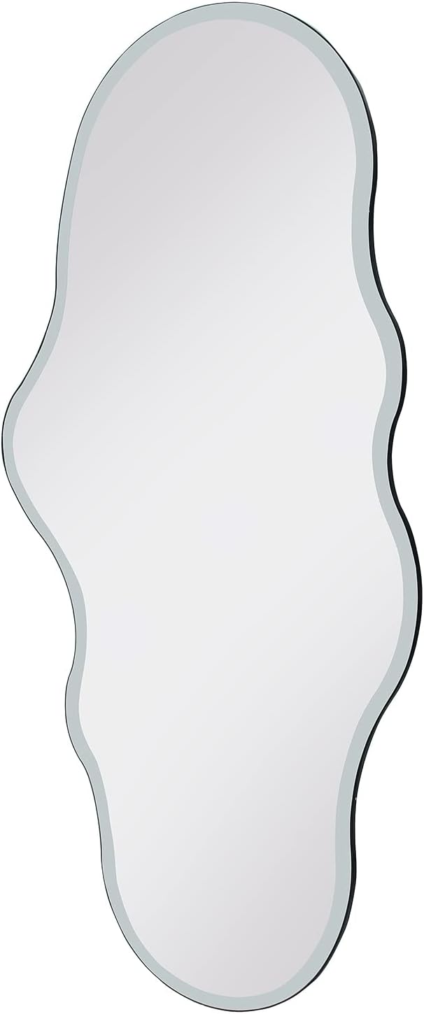 Unique 47X23 Inch Full Length Wall Mounted Mirror Tall Mirror Full Body Floor Length Mirror Dressing Body Mirror Frameless Mirror for Bedroom Bathroom Living Room, Irregular Shape Mirror, White