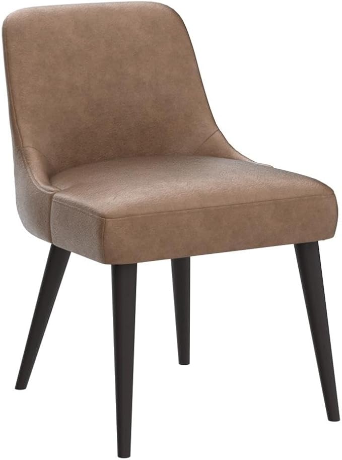 CHITA Mid-Century Modern Dining Chair, Upholstered Fabric Accent Chairs, Set of 2, Retro Brown in PU Leather
