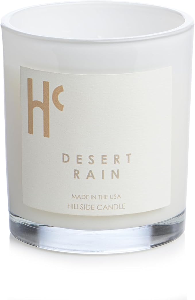 Desert Rain Single Wick Soy Candles, Luxury Scented Candles for Home - Up to 60 Hour Burn Time, Cruelty-Free Soy Wax Blend - Rain Fragrance, Notes of Cardamom & Apple Blossom (9 oz)