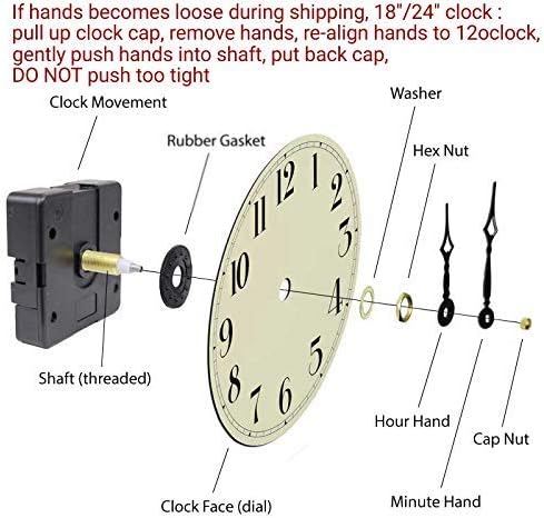 Oldtown Farmhouse Metal & Solid Wood Noiseless Wall Clock (Whitewash, 24-inch)