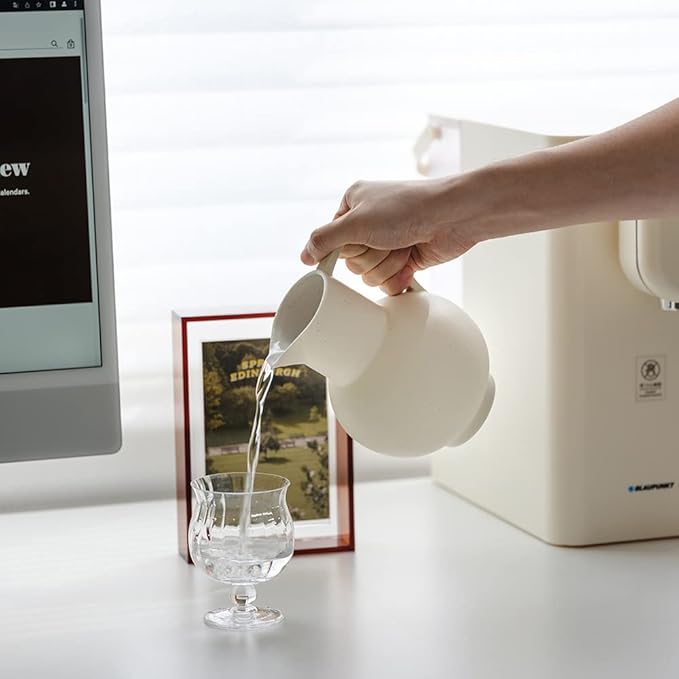 France Style Flower Vase with Handle, Water Pot/Dry Flower Vase, Minimalist Decor for Living Room, Dining Table & Bedroom (Crème)