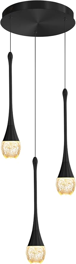 Pendant Lights Kitchen Island 3-Lights Pendant Chandelier for Dining Room Hallway Stairwell,LED Dimmable 2700K-6000K