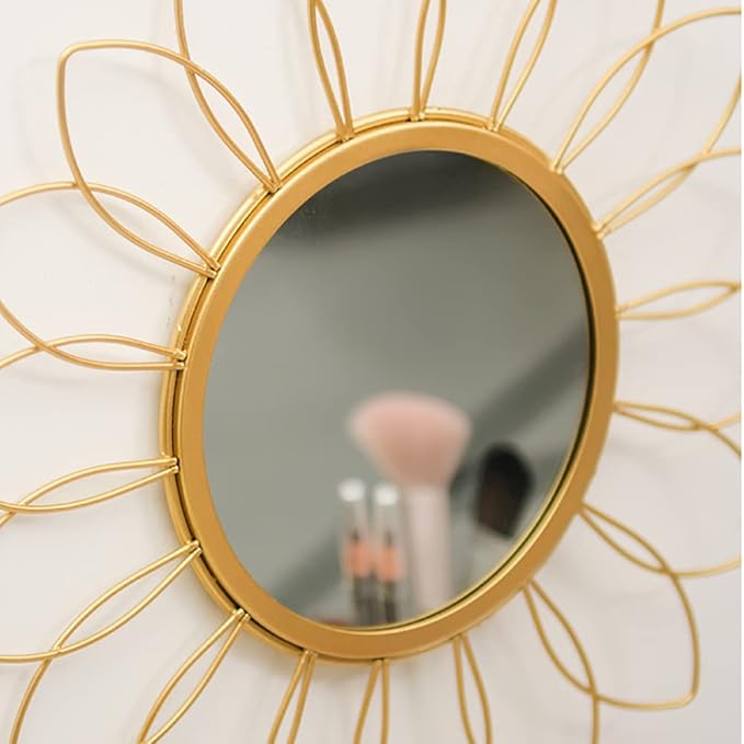 Gold Sunburst Mirror for Wall - Metal Room Decor & Home Decor, Boho Mirror Gifts for Women & Moms (Small, Sun)