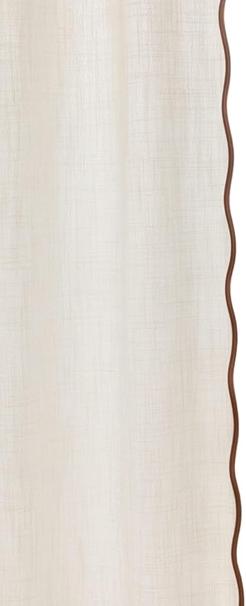 Linen Blend Scalloped/Wavy Trim, Ripple Fold Curtains for Living Room, Bedroom, Home Office, Kids Room & Dining - Light Filtering Curtains - Set of 2 - Oriental Pink, (50" W x 96" L)