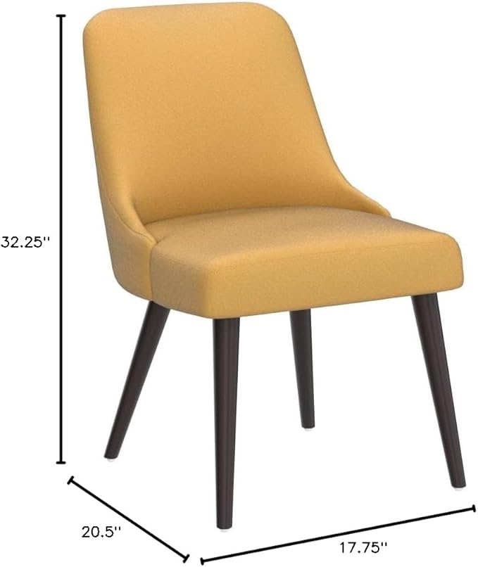 CHITA Mid-Century Modern Dining Chair, Upholstered Fabric Accent Chair, Set of 2,Canary Yellow in Fabric
