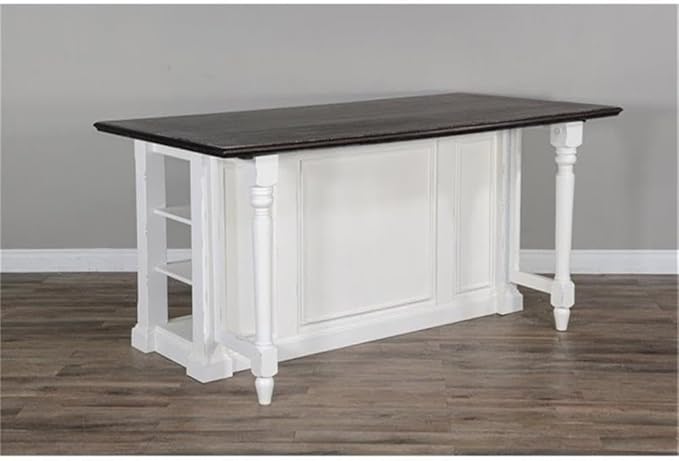 Pemberly Row Wood Kitchen Cart in Espresso (36" H x 71.5" W x 38" D) for Kitchen, Dining Room with Adjustable Shelves, 13" Drop Leaf, Easy Assembly