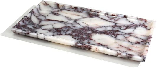 Natural Marble Tray, Coffee Table, Food, Fruit, Paper Cup, Cake Display, Coffee bar, Family Gatherings, Seasonal Holiday Decoration Tray(Viola-rectangle-11 x5 x0.7)