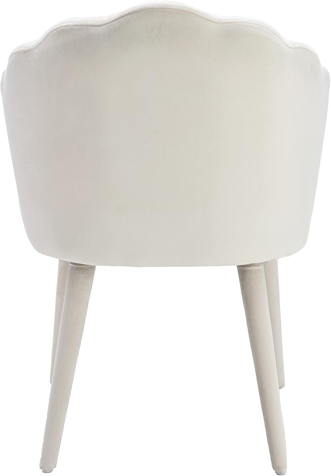 Velvet Dining Chairs Set of 2 Modern Accent Chairs Upholstery Side Chairs with Upholstered Wood Legs for Home Kitchen Living Room, Cream