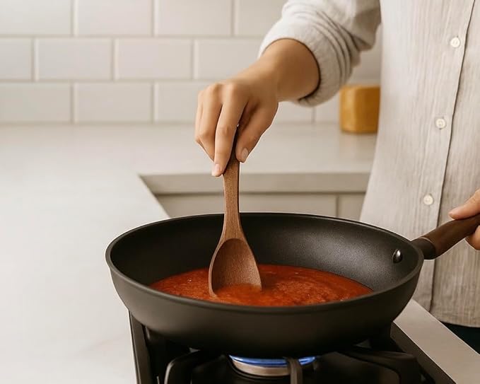 R&C 9-Piece Wooden Kitchen Utensil Set – Premium Teak Cooking Spoons, Spatulas & Strainer with Holder & Hooks – Eco-Friendly, Nonstick, Durable Wooden Cookware Gift Set