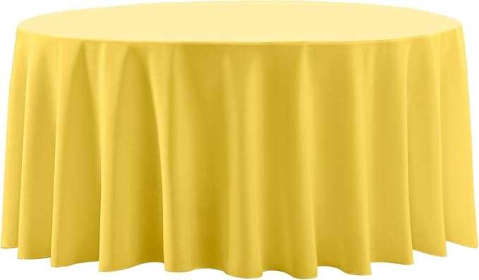 Round Tablecloth 2 Pack 90 Inch Yellow Tablecloths Washable Decorative Linen Polyester Table Clothes Cover for Dining Table Banquets Buffet Parties and Wedding
