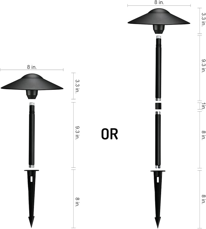 3W LED Landscape Lights Landscape Lighting Low Voltage Outdoor Pathway Lighting Replaceable LED Bulb 3000K Aluminum housing with ABS Ground Stake for Yard Patio Driveway Black, Pack of 6