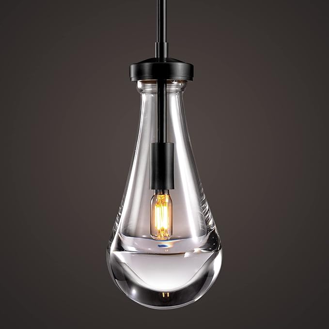 Raindrop Pendant Lights, Modern Black Pendant Lights for Kitchen Island, Dining Room Light Fixture Raindrop Chandelier, Chandelier for Living Room Hallway, Including The Bulb