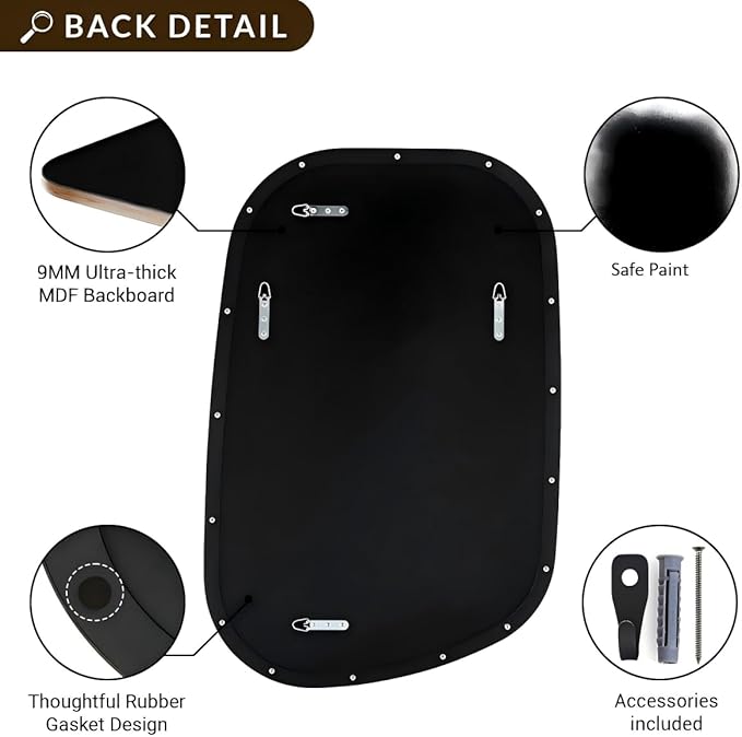 ANDY STAR Bronze Bathroom Mirror, 24"x36" Oil Bronze Asymmetrical Wall Mirror in Stainless Steel Metal Frame, Unique Vanity Mirror with Modern Curved Design, Ideal for Bathroom, Bedroom, Entryway