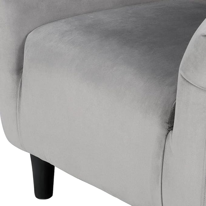 Yaheetech Living Room Chair, Velvet Accent Upholstered Barrel Sitting Chair with Armrest and Low Back for Bedroom, Grey