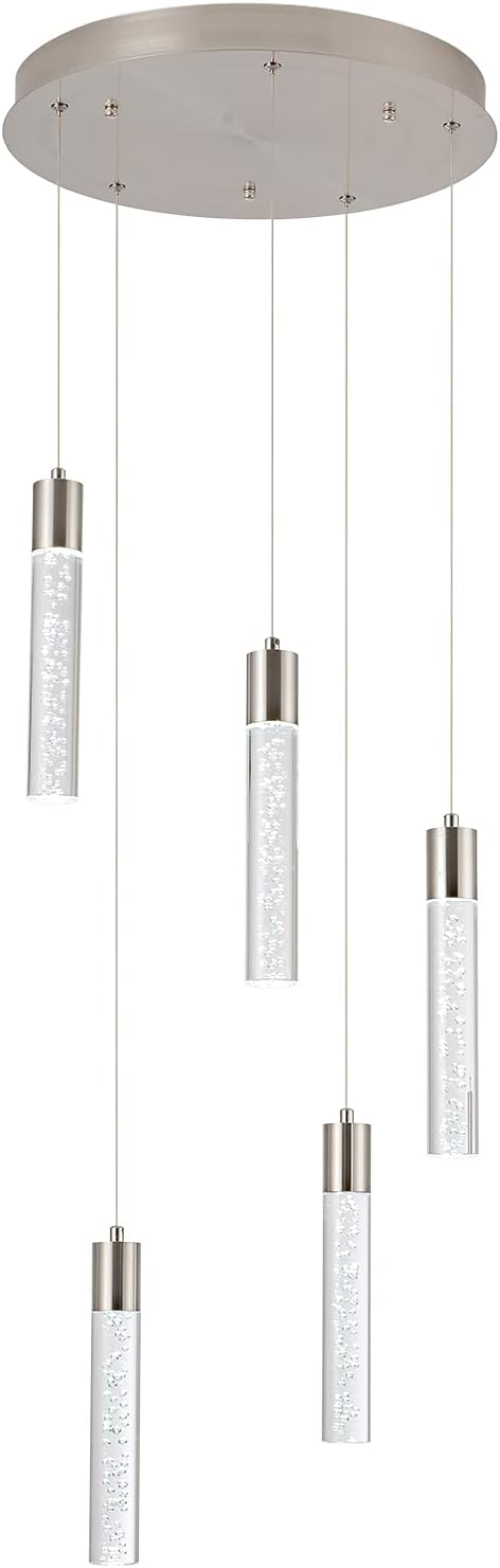 5-Light Pendant Lights for Kitchen Island, Kitchen Pendant Lighting Over Island,Integrated Modern Pendant Light with Crystal 40W,6000k Dimmable…