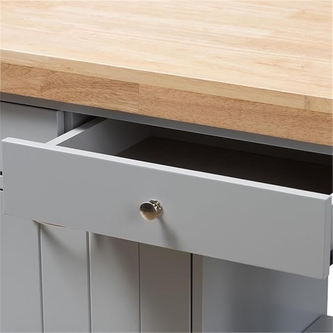 BOWERY HILL Farmhouse Kitchen Cart in Light Gray