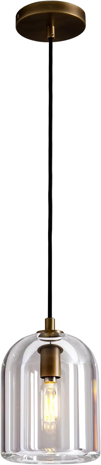 Brass Pendant Light Fixtures, Crystal Modern Pendant Lights, Indoor Pendant Light for Kitchen Island Dining Room Living Room Bedroom Bathroom, E12 Bulb Included