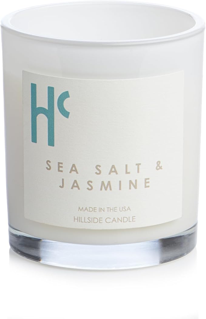 Sea Salt & Jasmine Single Wick Soy Candles, Luxury Scented Candles for Home - Up to 60 Hour Burn Time, Cruelty-Free Soy Wax Blend - Beach Fragrance, Notes of Jasmine & Sea Salt (9 oz)