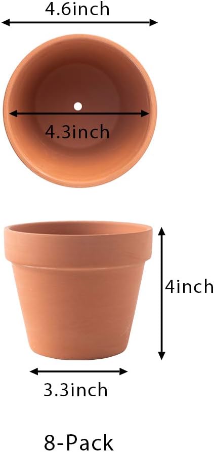 4.6 Inch Terracotta Clay Pots Pack of 8 - Mini Hand Craft Nursery Plant Pot Succulent Cactus DIY Pottery Planter Home Garden Windowsill Decoration